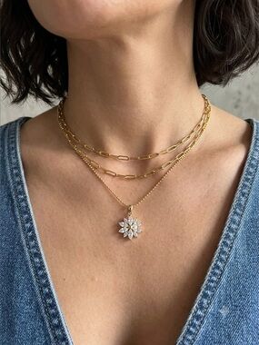 Flower Pendant Necklace | Cubic Zirconia Necklace
